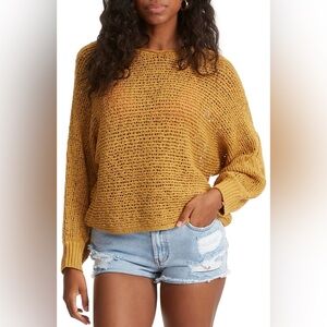 Billabong Open Knit Sweater in Golden Yellow